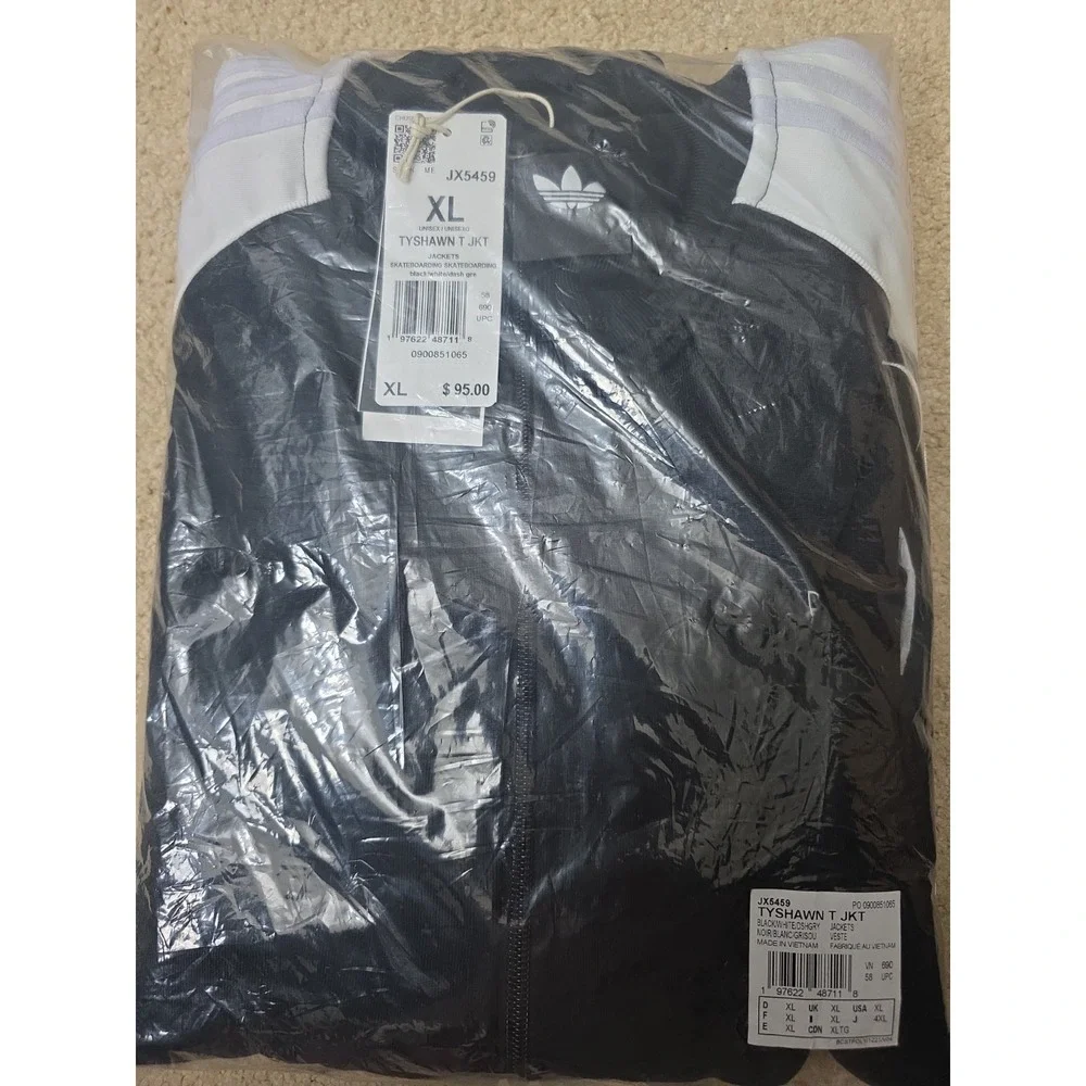 Brand New Mens Adidas Tyshawn Track Jacket Black/White/Grey JX5459 NWT Skate